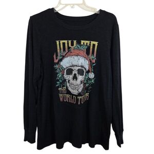 Torrid Joy to the World Tour Skull T-Shirt Christmas Holiday Santa Size Large
